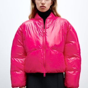 NEW ZARA VINYL PUFFER JACKET XS, M